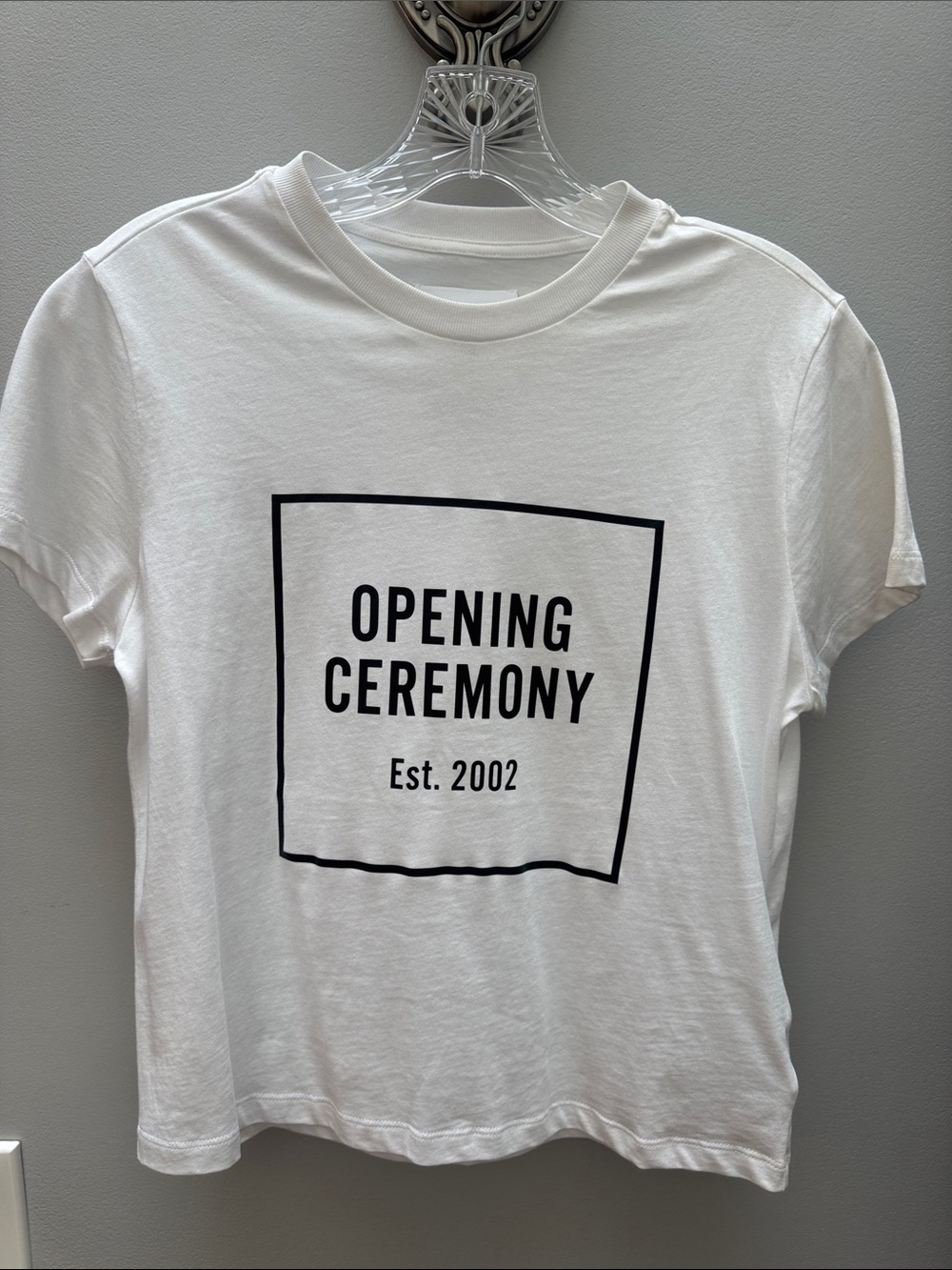 Opening Ceremony White Tee with Black Graphic Box Logo
